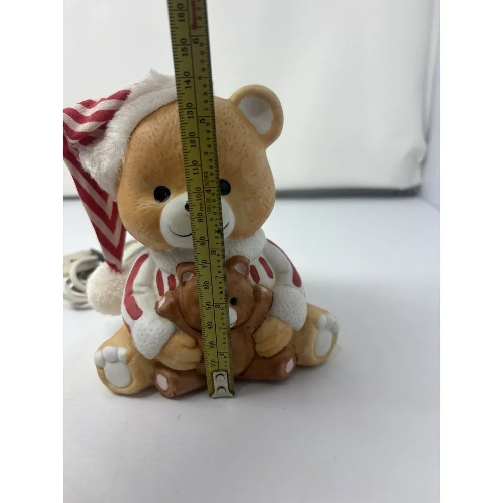 Vintage 1980's Ceramic Christmas Teddy Bear Night Light Lamp PJ's Bear Nostalgic